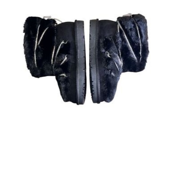 Azalea Wang Women's Black Faux Fur Ankle Winter Boots Size 7 With Bling New - Picture 3 of 7